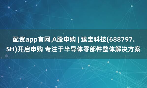 配资app官网 A股申购 | 臻宝科技(688797.SH)开启申购 专注于半导体零部件整体解决方案
